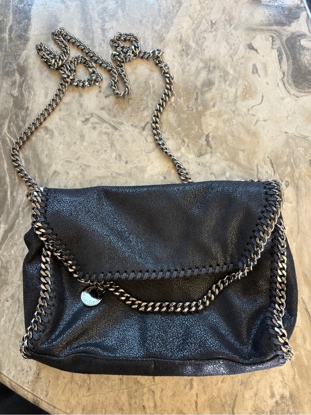 Stella McCartney Black Faux-Leather Chain Crossbody Bag